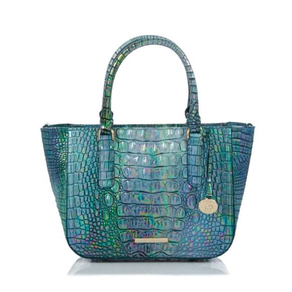 Brahmin Handbags - BRAHMIN Small Ashlee Blue Topaz Melbourne Satchel Leather Iridescent Holo NWT